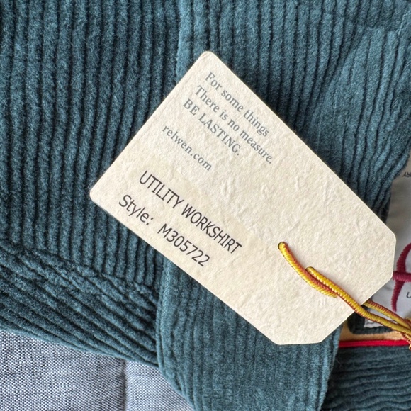 Relwen Corduroy Workshirt Shirt Jacket in Dark Forest Green - Men's Medium NWT - Picture 3 of 3